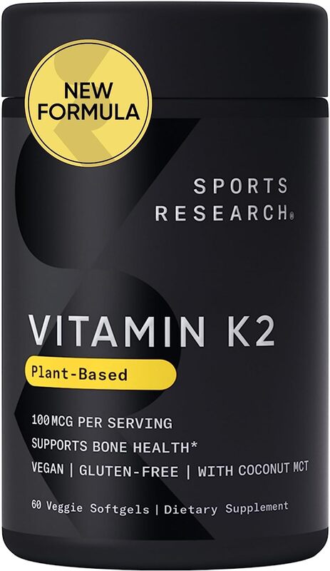 Sports Research Vitamin K2 with Organic Coconut Oil Supplement, 100mcg, 60 Capsules